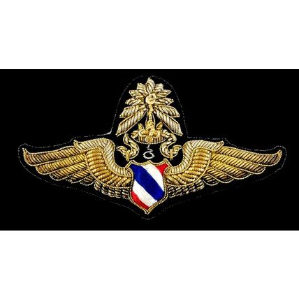 ROYAL THAILAND AIR FORCE MASTER NAVIGATOR PILOT BULLION WIRE CHEST WINGS