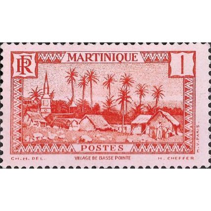 MARTINIQUE, Basse-Pointe, pink 1933, 1c