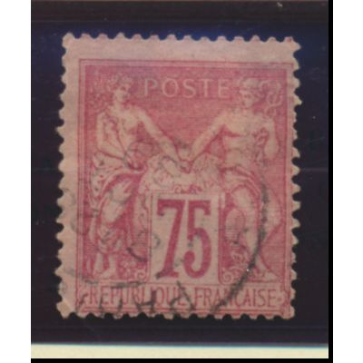 France Stamp Scott #75, Used, Town Cancel, Off Center
