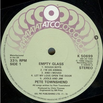 Pete Townshend - Empty Glass LP, Album Near Mint (NM or M-)