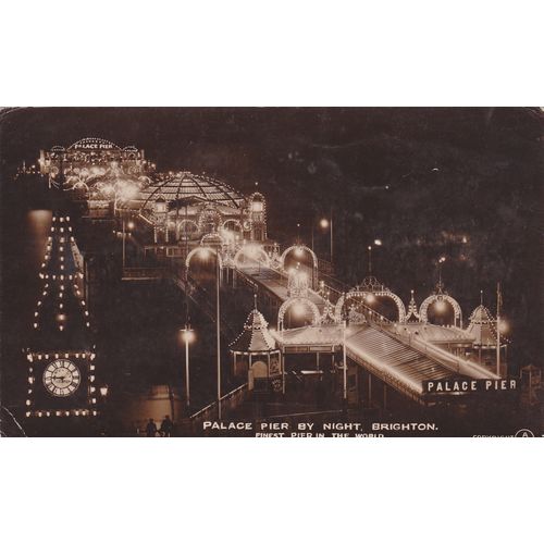 Palace Pier By Night (Finest Pier in the World) Brighton Sussex Postcard (SX816)