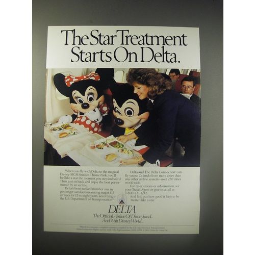 1990 Delta Airlines Ad - The star treatment starts on Delta