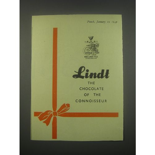 1949 Lindt Chocolate Ad - Lindt the chocolate of the connoisseur