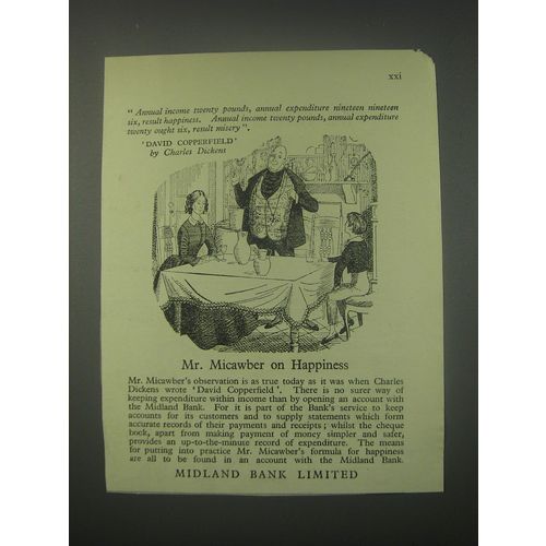 1949 Midland Bank Ad - Mr. Micawber on Happiness