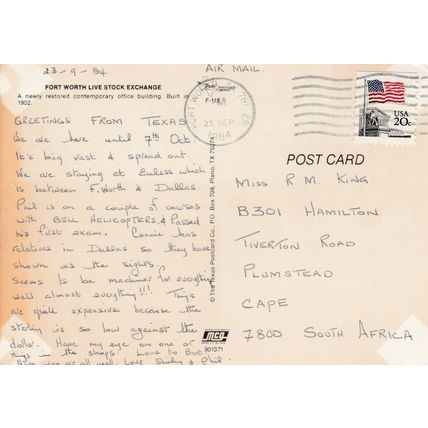 Fort Worth Livestock Exchange United States Postcard 1984 used VGC