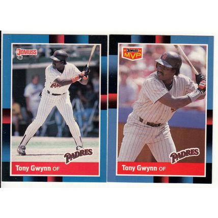 Two 1988 Donruss Tony Gwynn baseball cards #164, #BC-6 – HOF- Padres MVP Insert