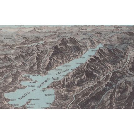 Lago Di Garda Benaco Antique Italian Map Postcard