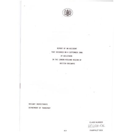 Railway Accident Report Willesden Depot 25kv London Midland Region 4/9/86