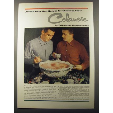 1953 Celanese Acetate Ad - Alfred's three best recipes for Christmas Cheer