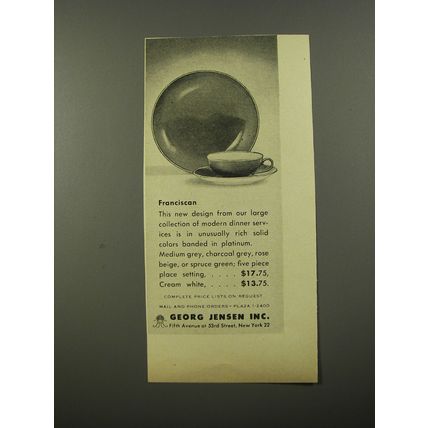 1954 Georg Jensen Franciscan dinnerware Advertisement