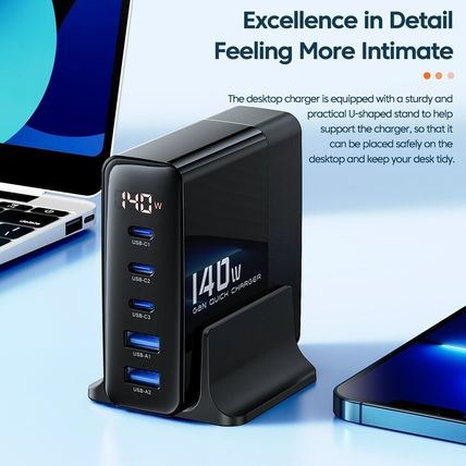 Toocki 140W GaN USB Charger Desktop Charging Station 5 Ports, PD Type-C, UK Plug