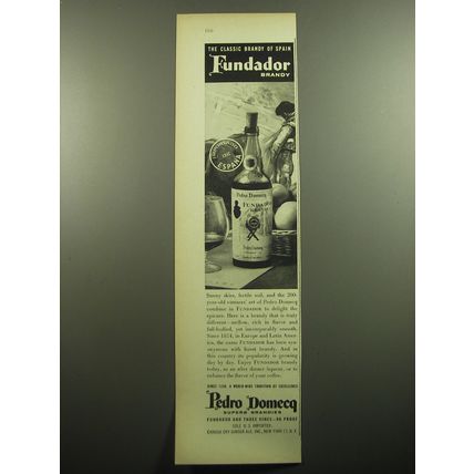 1957 Pedro Domecq Fundador Brandy Advertisement - The classic brandy of Spain