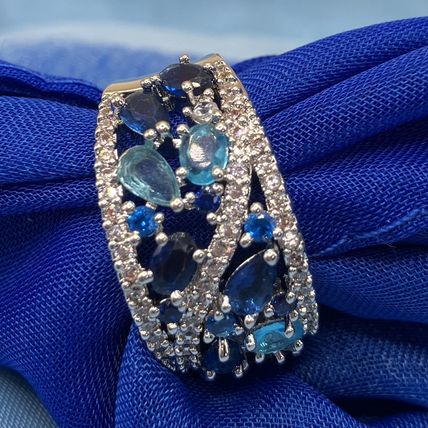 Ring Elegant Blue Aquamarine Tones Zirconia #781