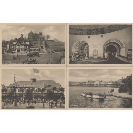 Hamburg Alsterpavillion Boat Ferry Tunnel 4x German Old Postcard s