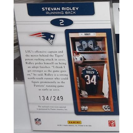 2011 Rookies & Stars STEVAN RIDLEY (Patriots) Dress For Success #2 134/249