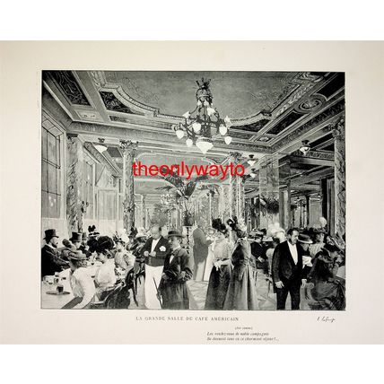 American Coffee Room (Elsa De Medes On Reverse) Book Illustration (Print), 1910