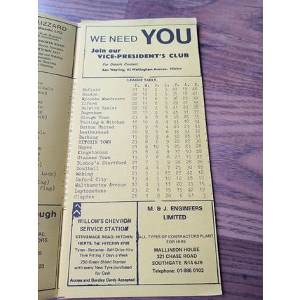1975/76 Hitchin Town vs Woking - London Senior Cup * FREE P&P *