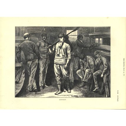 OXFORD - THE RIVAL - BOAT RACE 1872 VICTORIAN ENGRAVING
