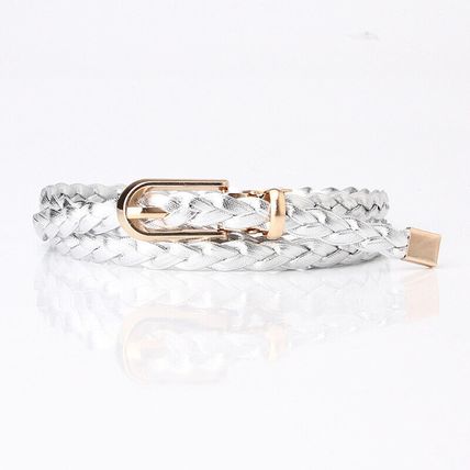 Women's Woven Belt Slim High-End Sense Dress Suit Thin Pin Buckle Belt