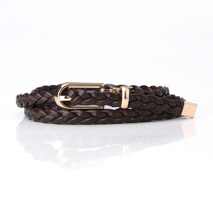 Women's Woven Belt Slim High-End Sense Dress Suit Thin Pin Buckle Belt