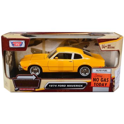1974 Ford Maverick Yellow "Forgotten Classics" 1/24 Diecast Model Car by Moto...