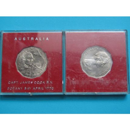 Australia 1970 Captain James Cook 50 Cents Coin Cased a/u