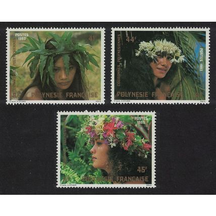 Fr. Polynesia Floral Headdresses 1st series 3v 1983 MNH SG#405-407