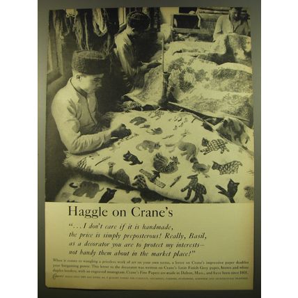 1961 Crane's Paper Ad - Haggle on Crane's