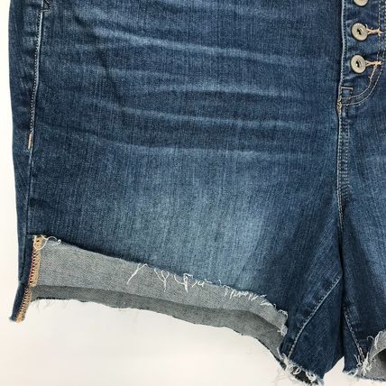 Torrid Button Fly Blue Cuffed Distressed Denim Shorts Size 18 Summer Jean