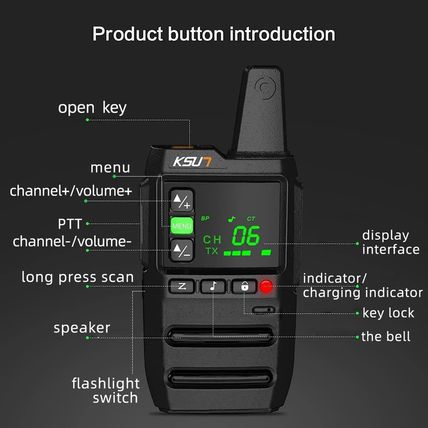 KSUN Long Range Walkie Talkies for Adults 22 FRS Channels LCD Screen,Flashlight