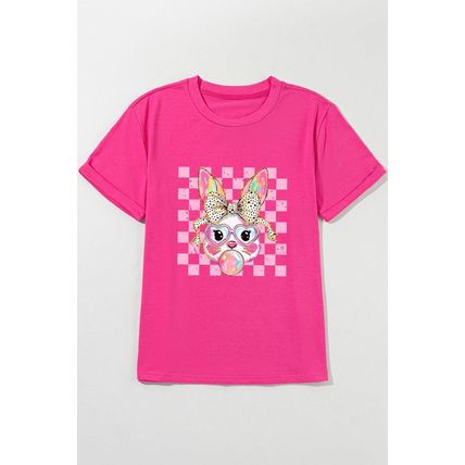 Rose Red Plaid Bubble Gum Rabbit Graphic Eater T Shirt