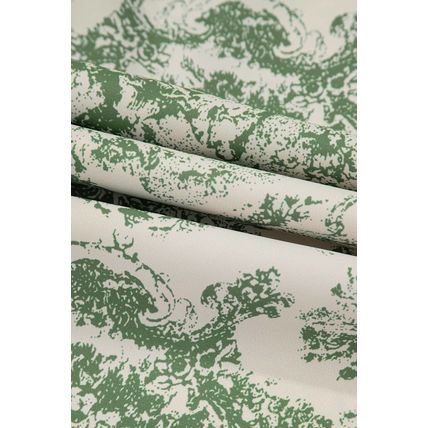 Green Landscape Print Tied 3/4 Sleeve Shirt with Sash
