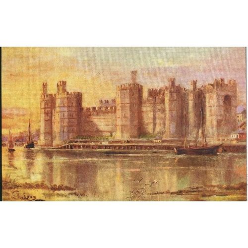 Vintage L.M. Long 'Photochrom' Postcard - Caernarvon Castle, North Wales