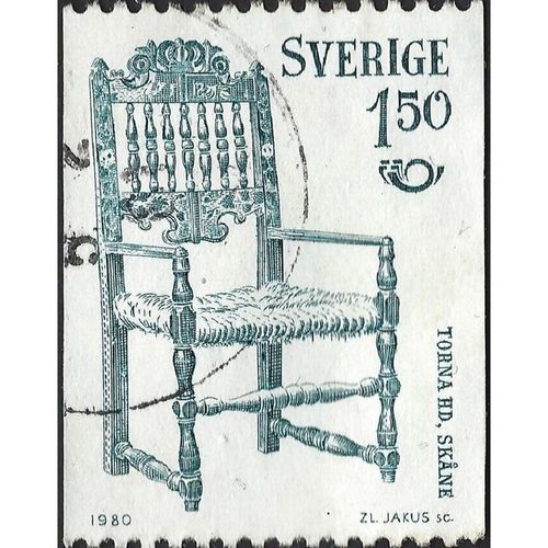 SWEDEN, 19th C. Chair, Skane, blue-green 1980, 1.50Kr