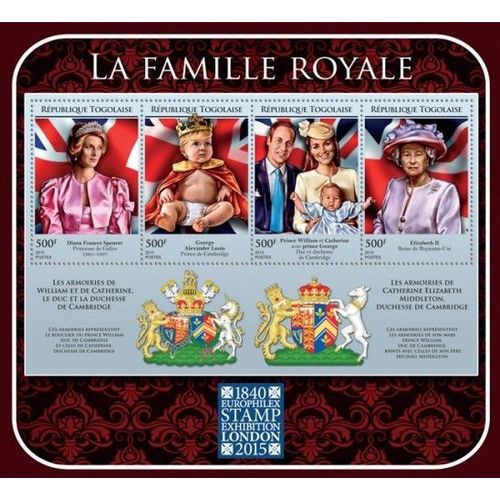 TOGO 2015 SHEET MNH ROYAL FAMILY ROYALTY PRINCESS DIANA QUEEN ELIZABETH 1