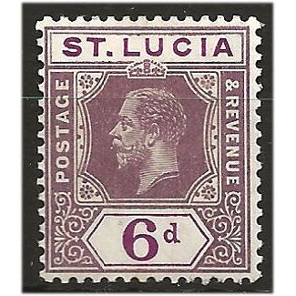 St Lucia 1921 SG102 6d Grey-Purple & Purple Mounted Mint . ..