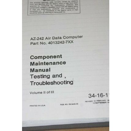 Honeywell AZ-242 Air Data Computer Component Maintenance Manual vol 2a