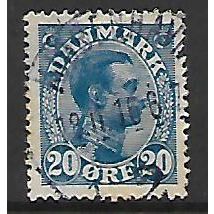 DENMARK 1913 KING CHRISTIAN X 20 ORE BLUE SG 142 FINE USED