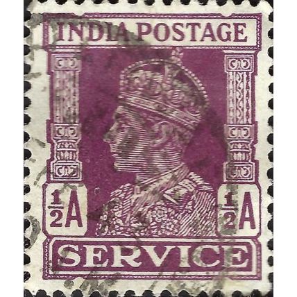 INDIA, King George VI, official, violet 1942, ½anna