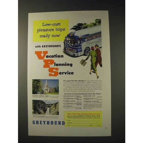 1951 Greyhound Bus Ad - Vacation Planning Service