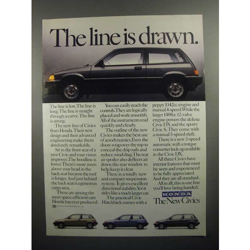 1984 Honda Civic Hatchback, Civic DX and Civic S Ad
