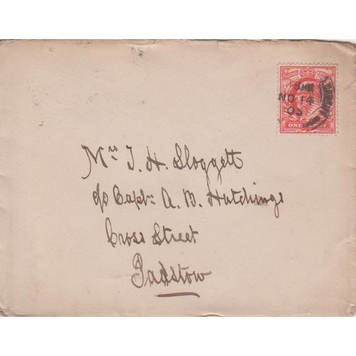 GB 1905 cover Padstow local mail with nice EdVII 1d stamp see rest