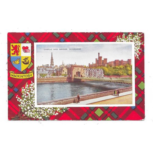MACKINTOSH TARTAN POSTCARD OF CASTLE AND BRIDGE INVERNESS SCOTLAND (2866)