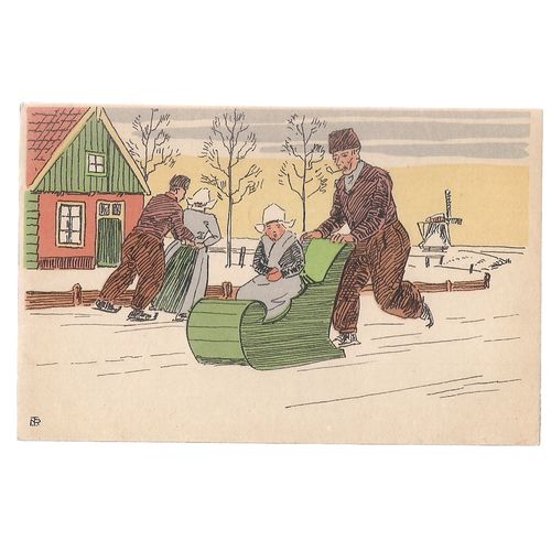 VOLENDAM, HOLLAND unused vintage postcard snow =