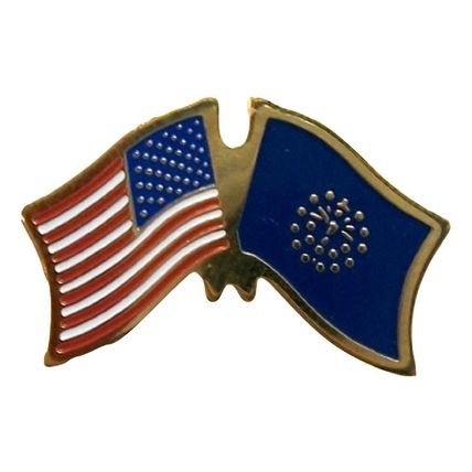 United States Flag and Indiana State Flag Hat Tac or Lapel Pin