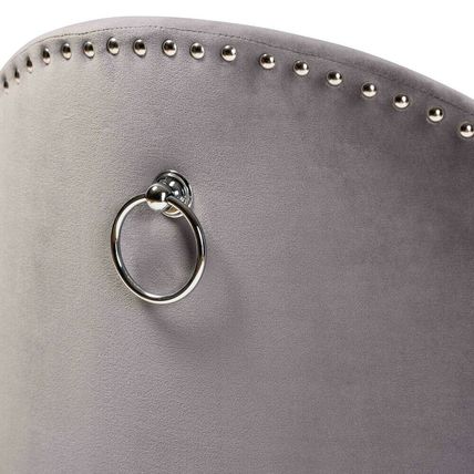 Blue or Gray Velvet Luxe Round Rolling Accent Club Chair Silver Nail Head