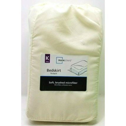 King Size Bed Skirt Fresh Ivory 78 X 80 X 14" Drop- Mainstays New (G9)