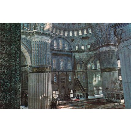 Colour Postcard - Interior View of the Blue Mosque, Istanbul, Turkey