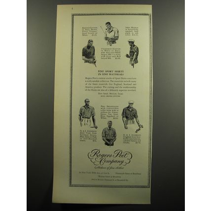 1951 Rogers Peet Clothes Ad - Fine sport shirts in fine materials