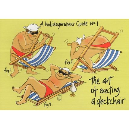Erections Beach Deck Chairs Eastbourne Holiday Guide Comic Postcard